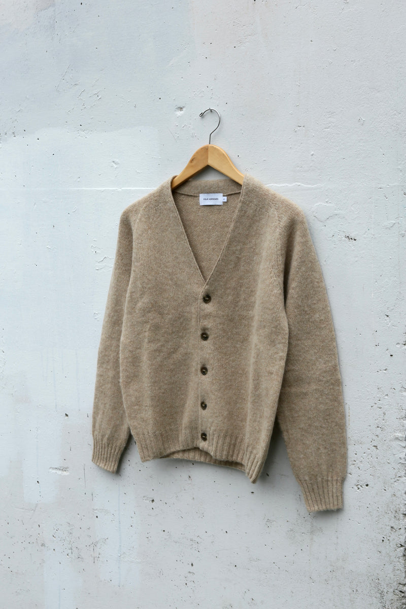 Shetland Wool Cardigan Sweater Cream