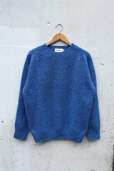 Shetland Wool Crewneck Sweater Blue