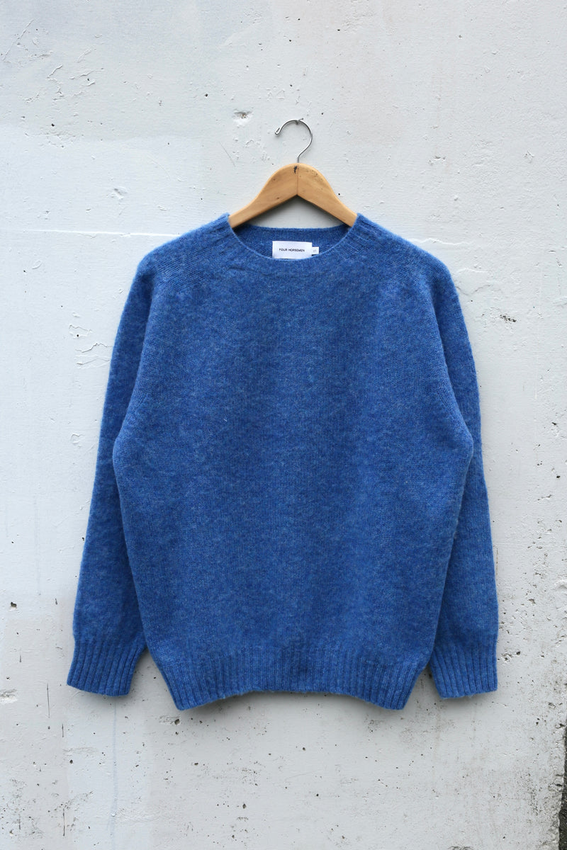 Shetland Wool Crewneck Sweater Blue