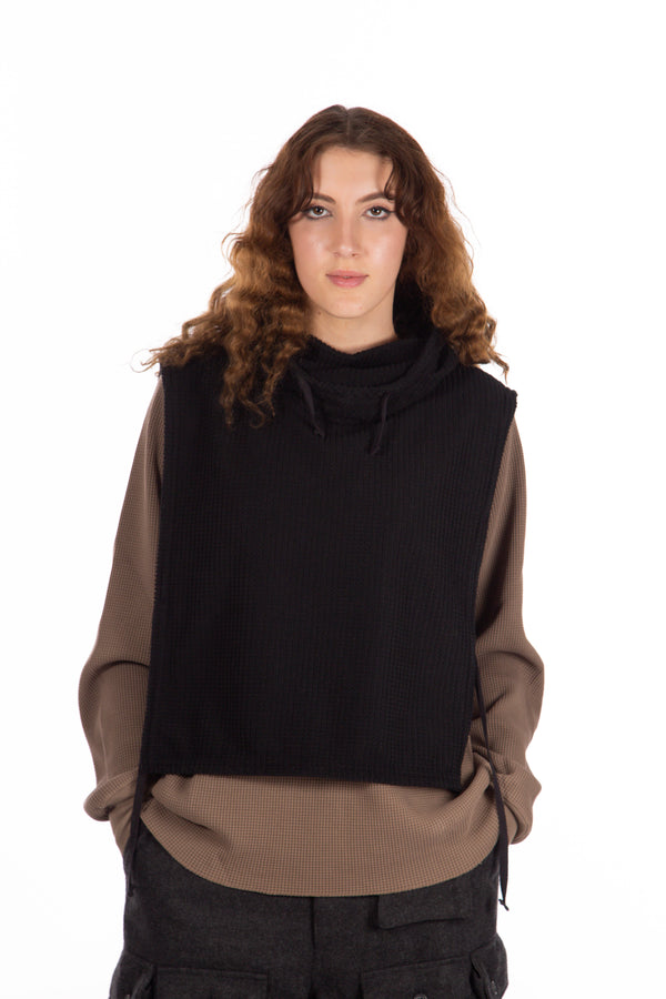 Hooded Interliner Black Waffle