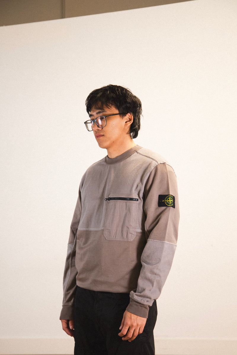 Light Crewneck Panel Sweatshirt Dove Grey