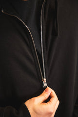 Hooded Full-Zipper "Old" Treatment Black