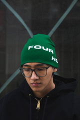 Wordmark Beanie Green/White