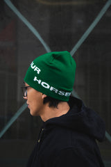 Wordmark Beanie Green/White