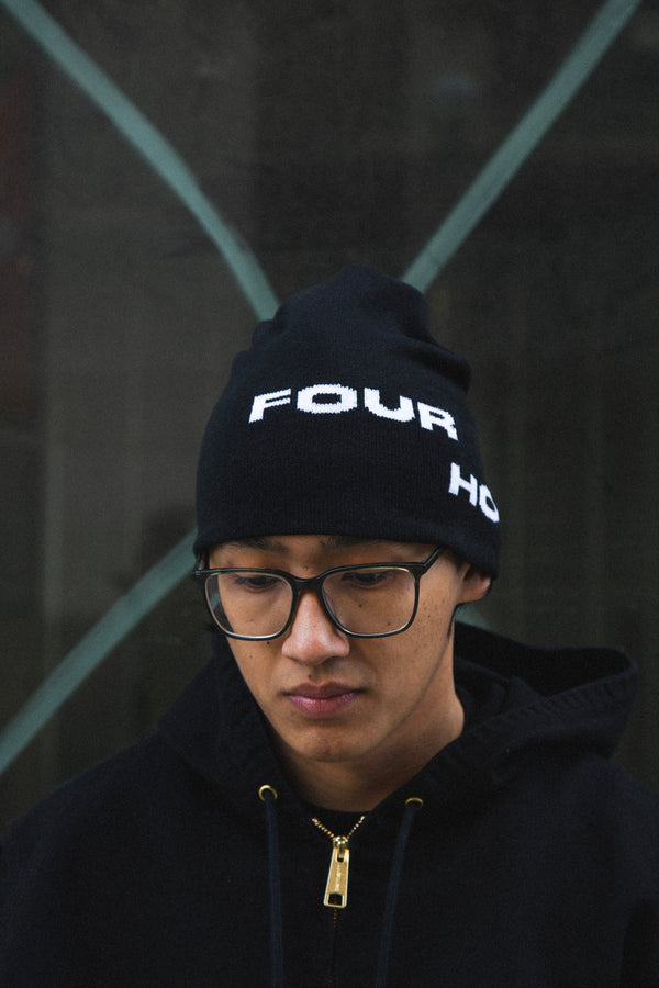 Wordmark Beanie Black/White