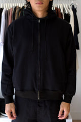 Textured Zip Hoodie Black