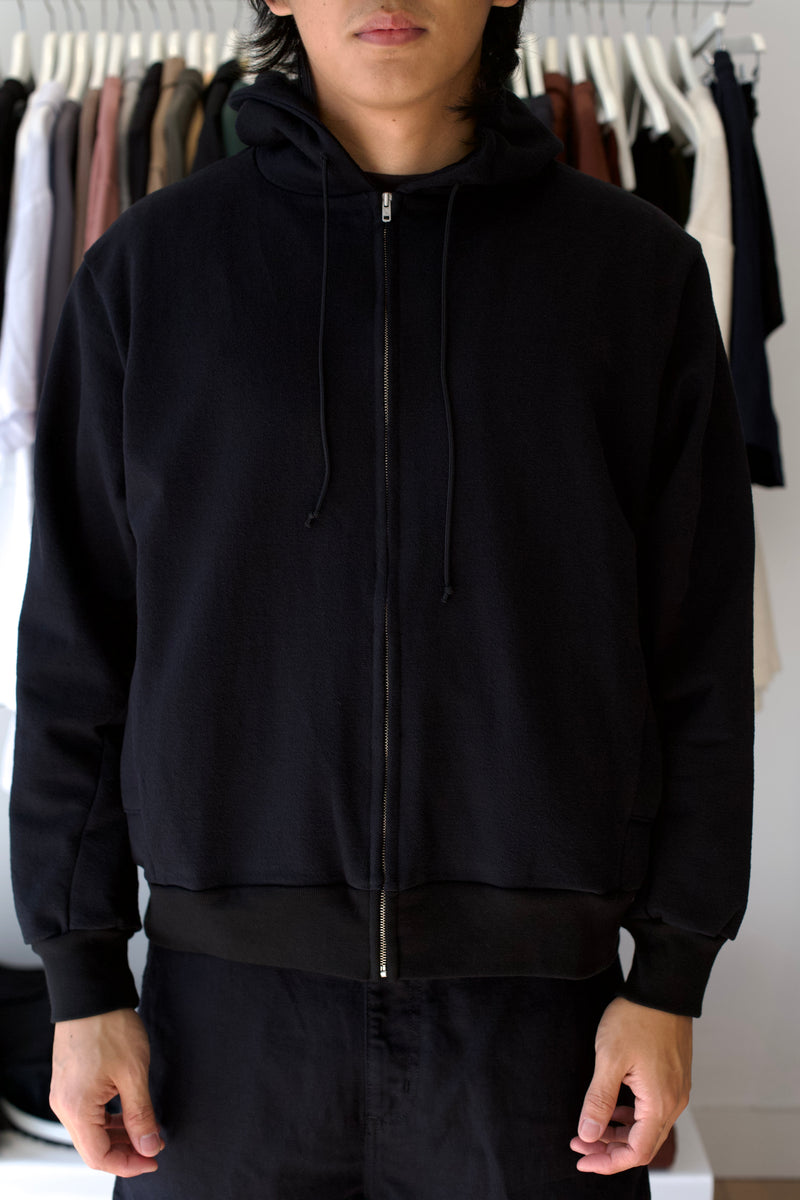 Textured Zip Hoodie Black