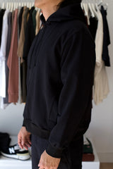 Textured Zip Hoodie Black