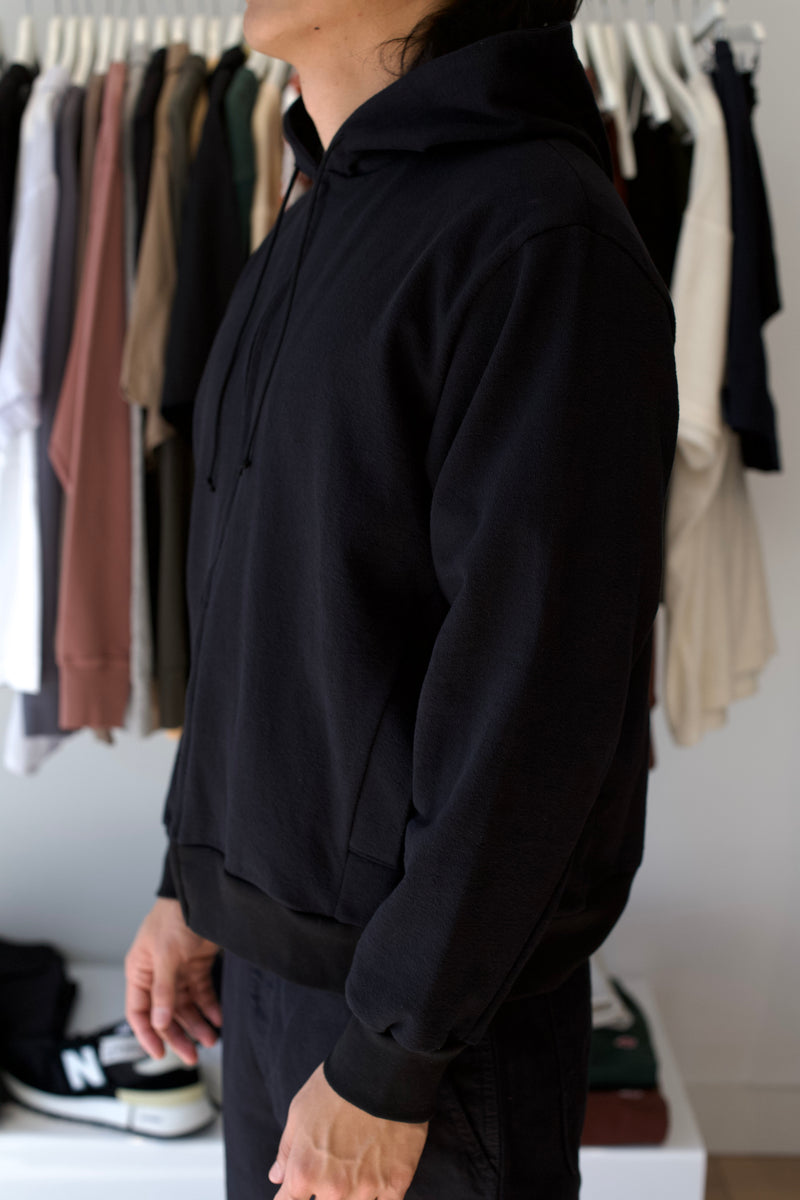 Textured Zip Hoodie Black