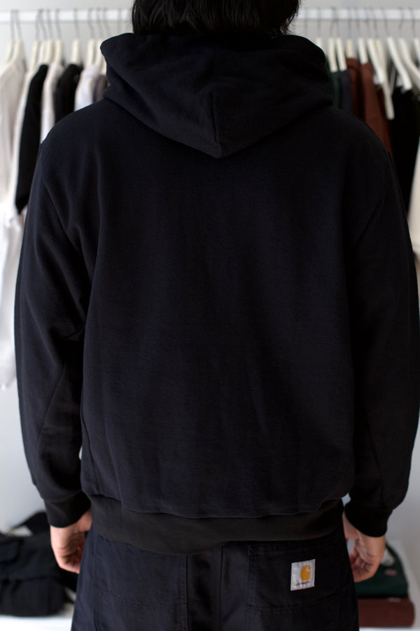 Textured Zip Hoodie Black