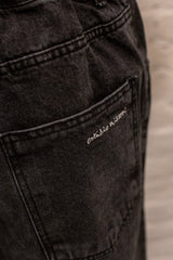 Pintuck Balloon Jeans Black Denim