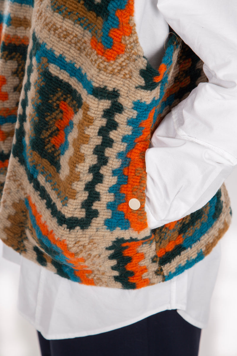 High Mock Knit Vest Multi Color