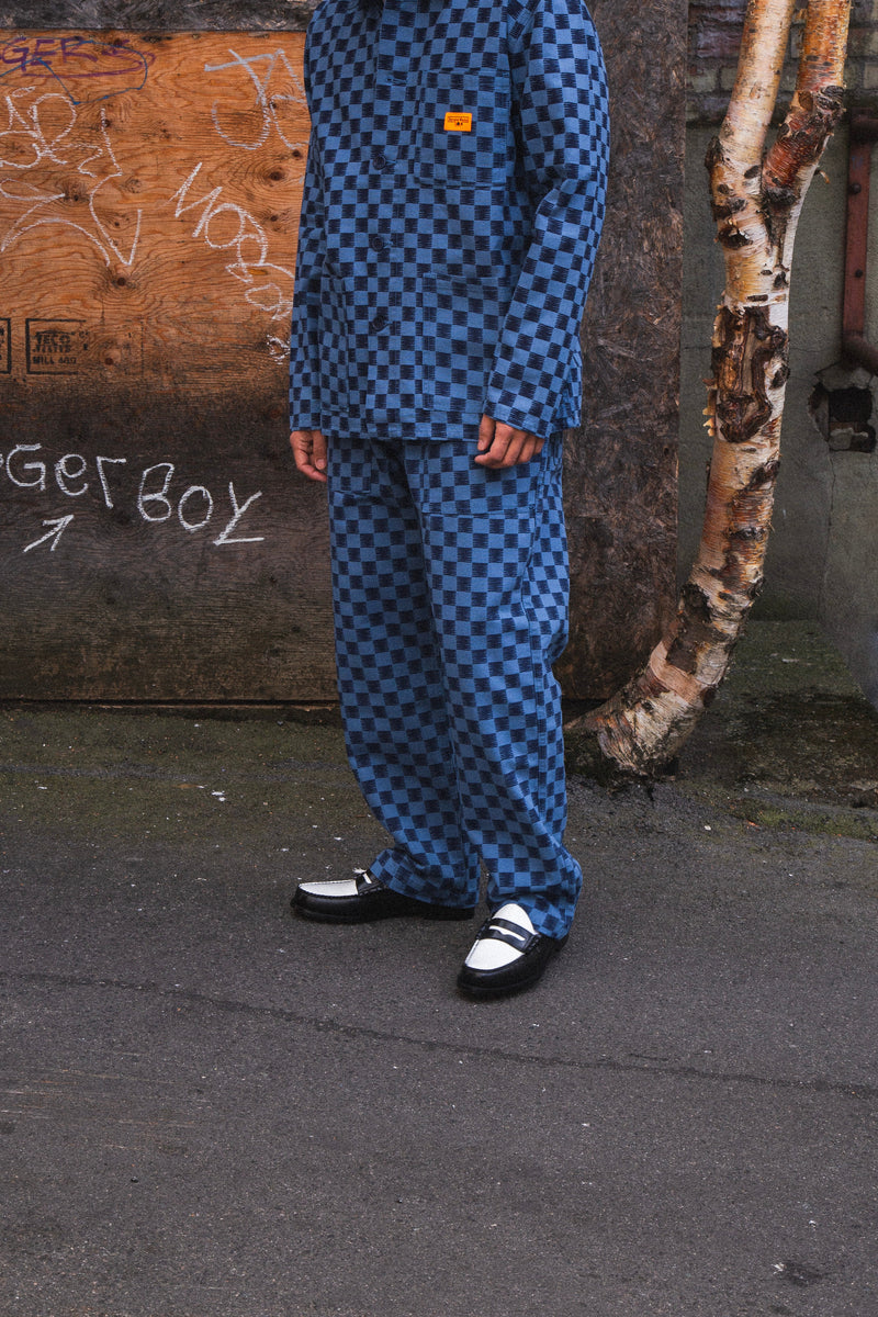 Canvas Chef Pant Blue Checker