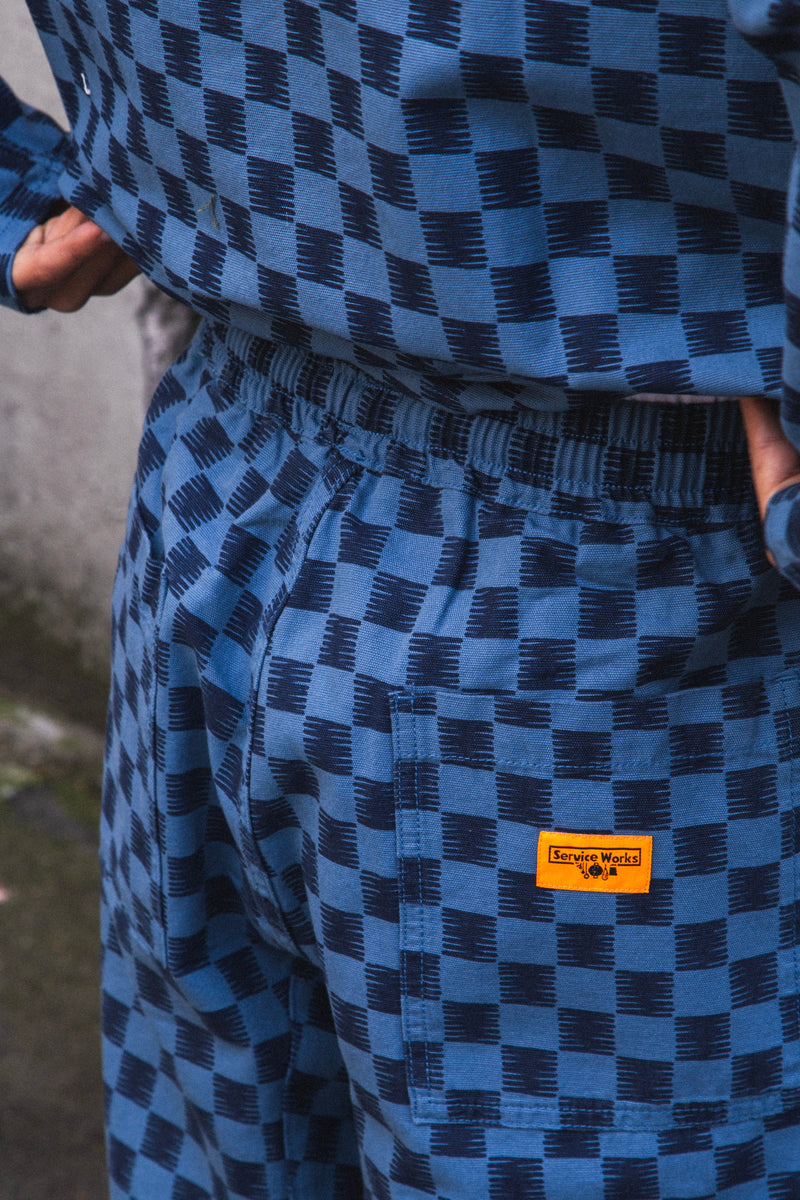 Canvas Chef Pant Blue Checker