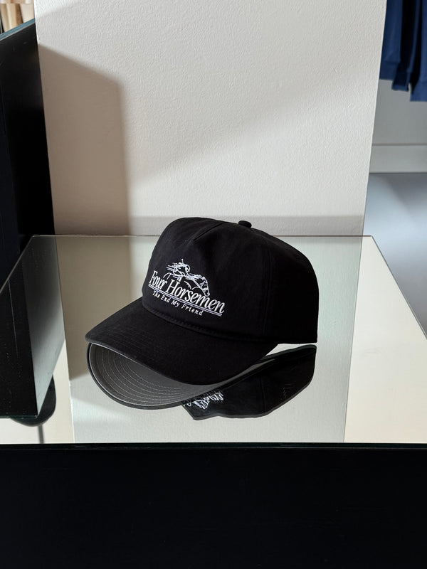 Downs 5 Panel Strapback Cap Black Twill