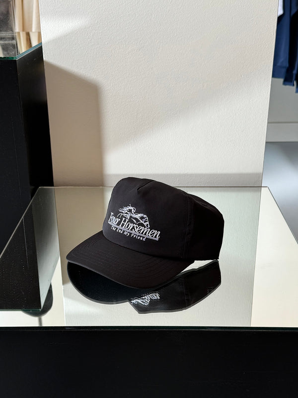 Downs 5 Panel Strapback Cap Black Nylon