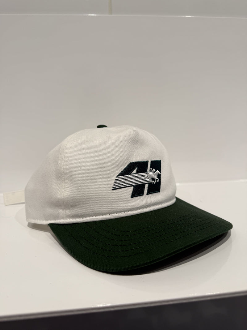 Horse Racing Strapback Cap White/Forest
