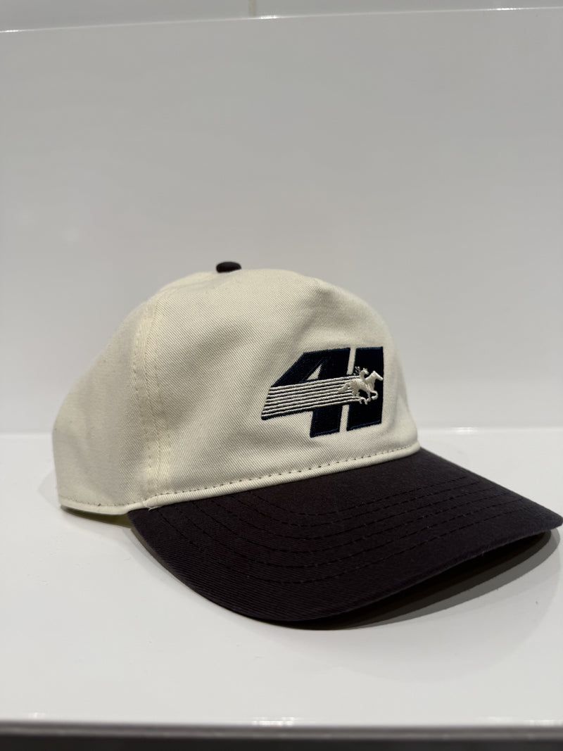 Horse Racing Strapback Cap Cream/Navy