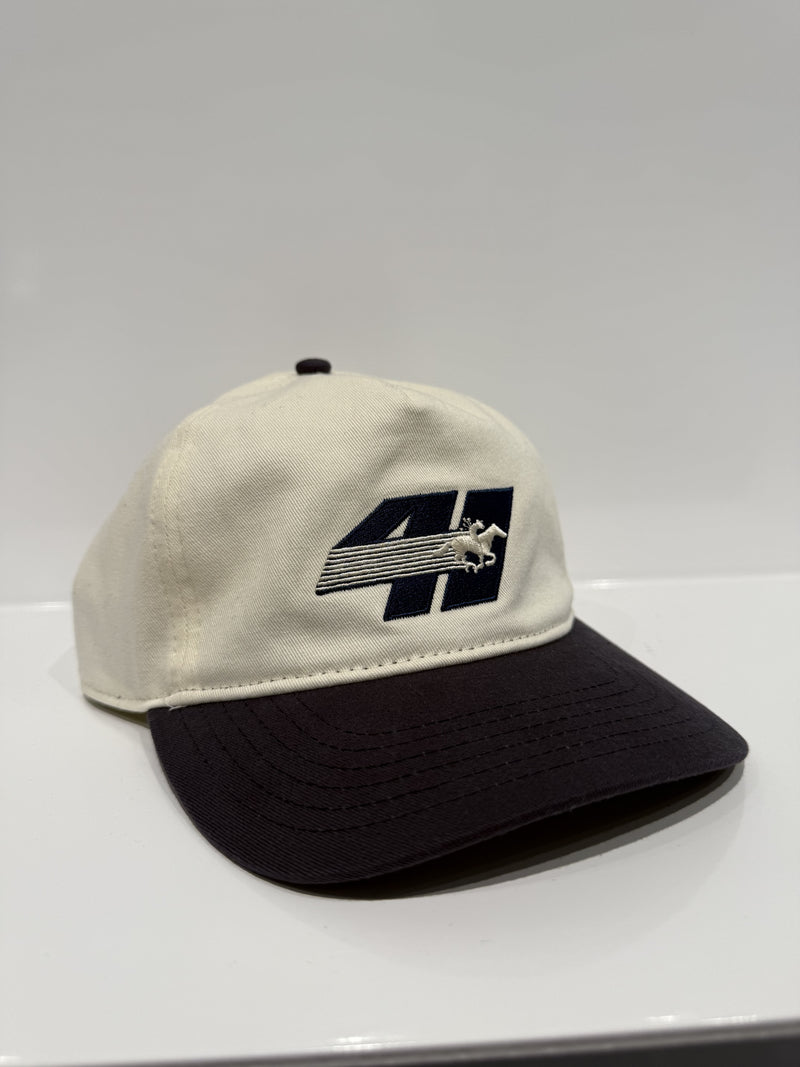 Horse Racing Strapback Cap Cream/Navy