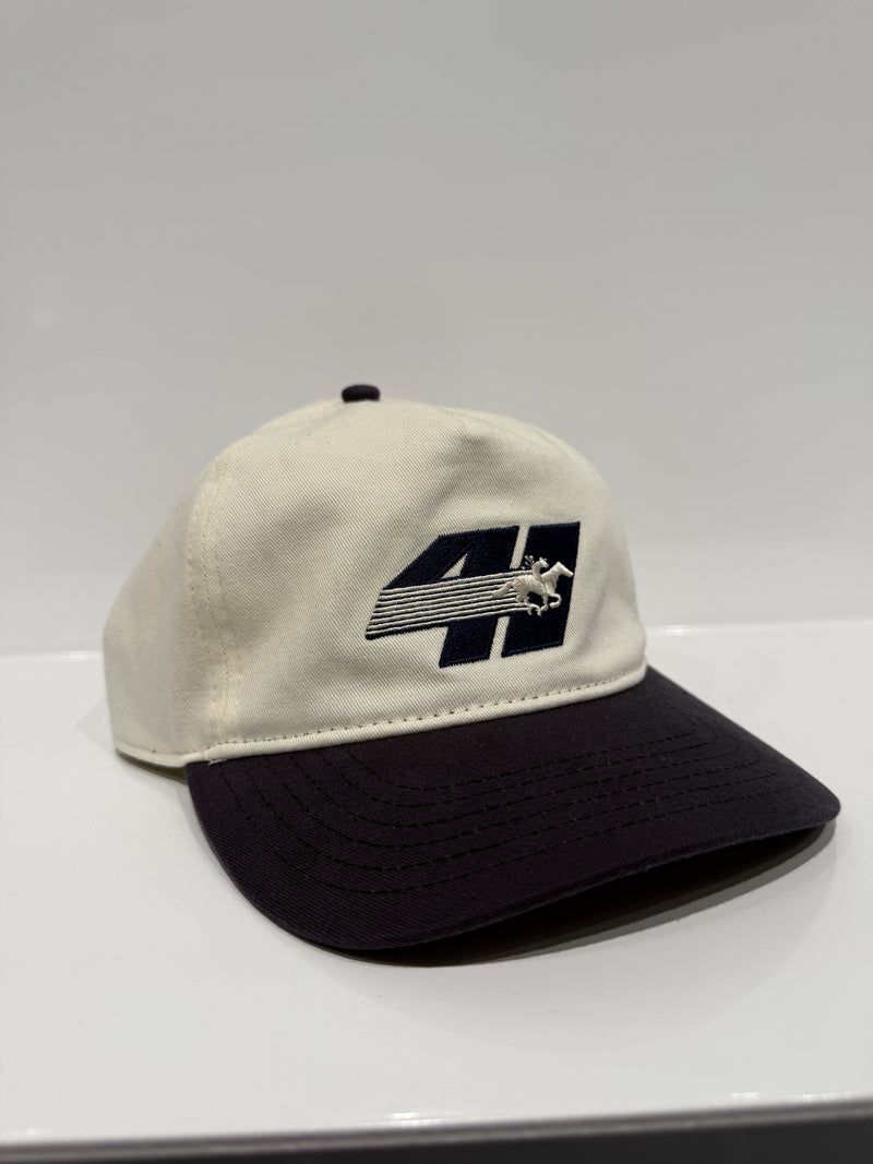 Horse Racing Strapback Cap Cream/Navy