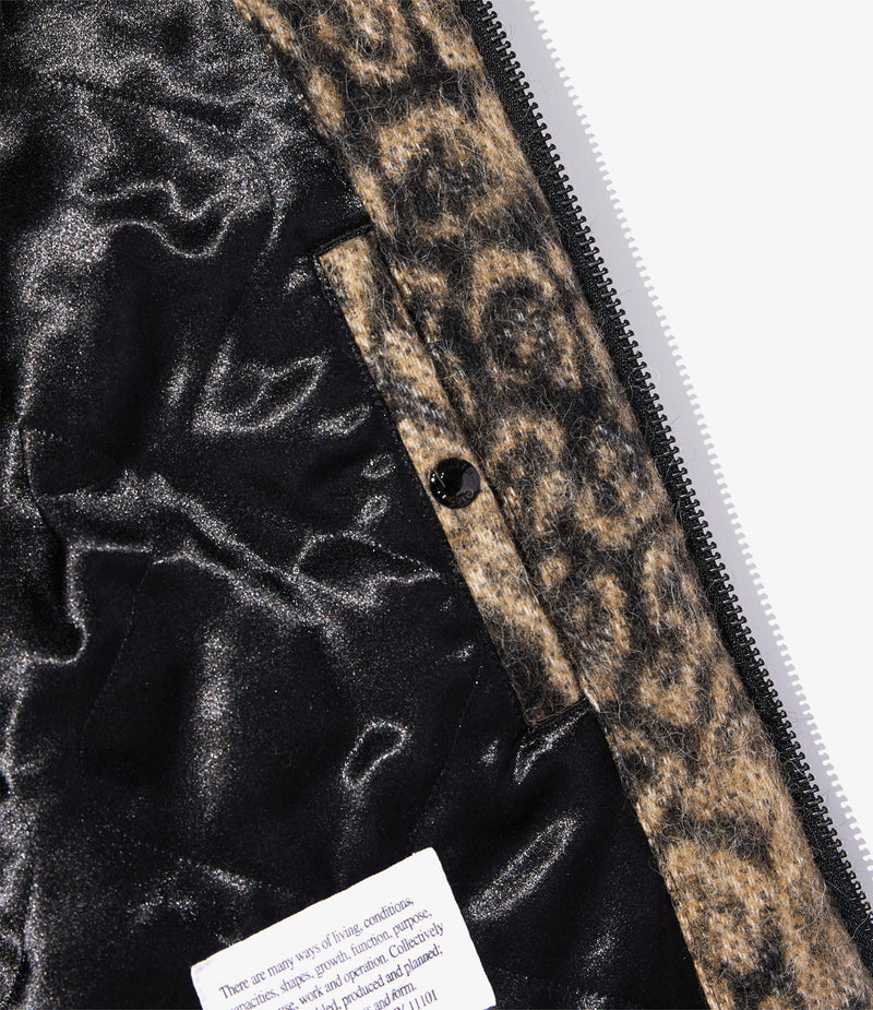 LL Jacket Brown Wool Poly Leopard Jacquard
