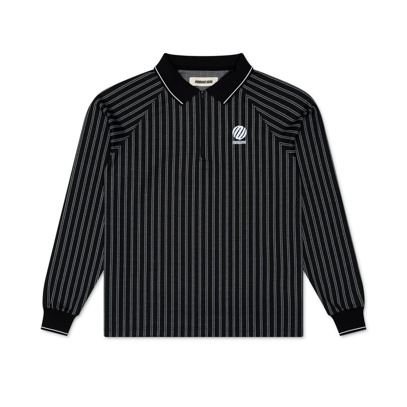 Ribbed L/S Polo Black