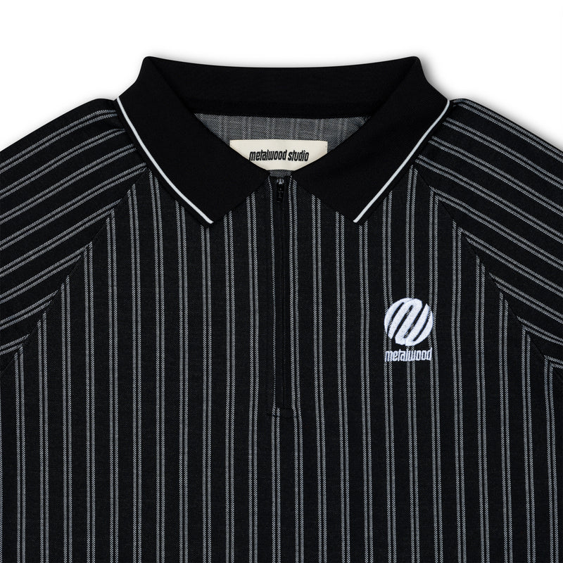 Ribbed L/S Polo Black