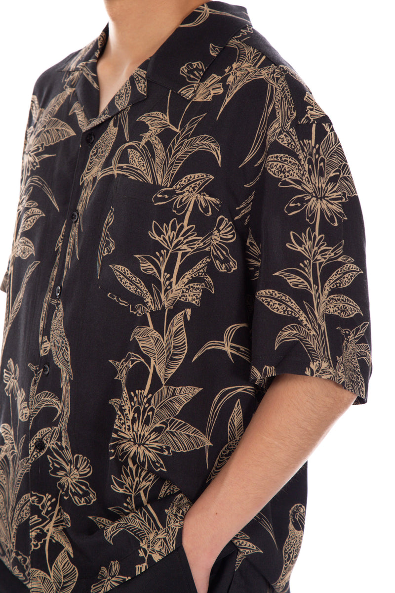 Rayon Floral Print Camp Shirt