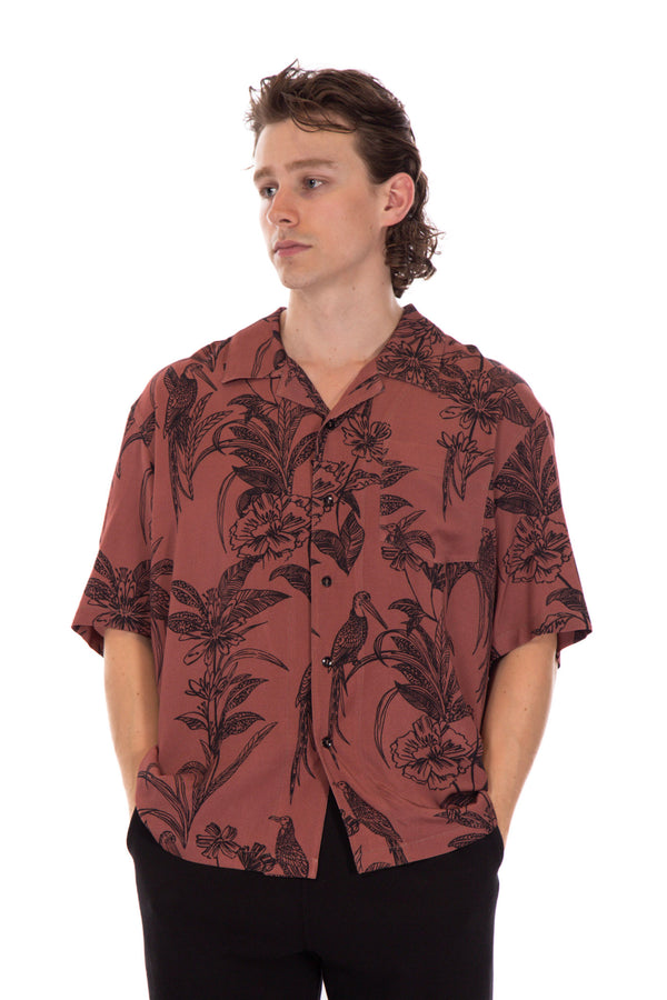 Mauvewood Rayon Floral Print Camp Shirt