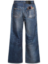 Trompe L'œil Printed Denim Jeans Blue