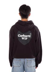 Hooded Heart Patch Sweatshirt Black