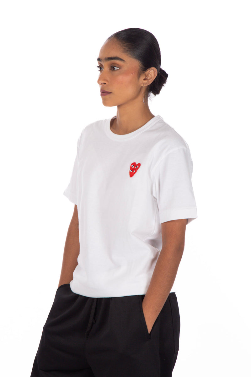 Stacked Double Heart Tee White