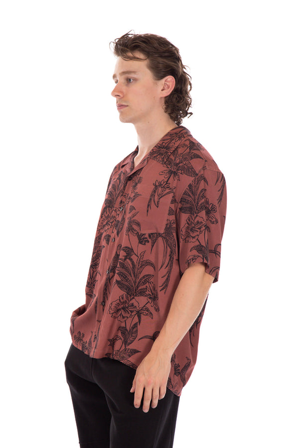 Mauvewood Rayon Floral Print Camp Shirt