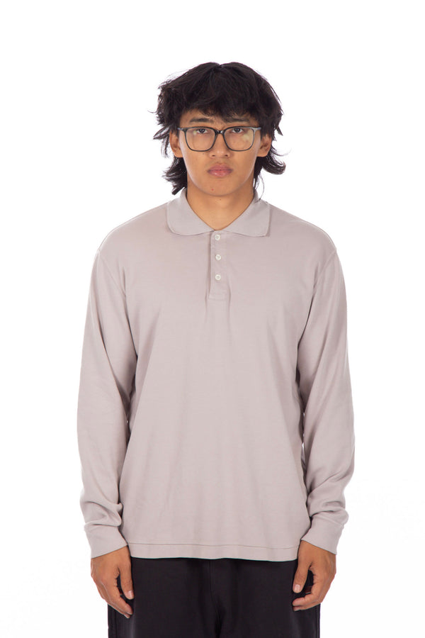 Three Button Polo Scarlet Grey