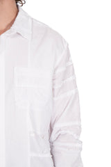 White Patchwork Shirt Short Collar