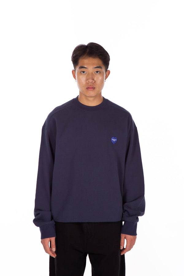 Heart Patch Sweat Crewneck Blue