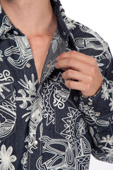 Indigo Flower Western Shirt