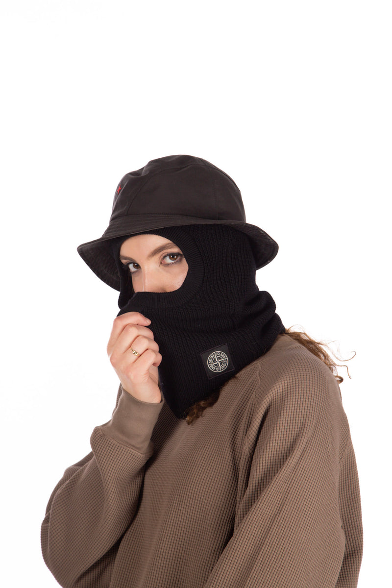 Ribbed Knit Balaclava Black