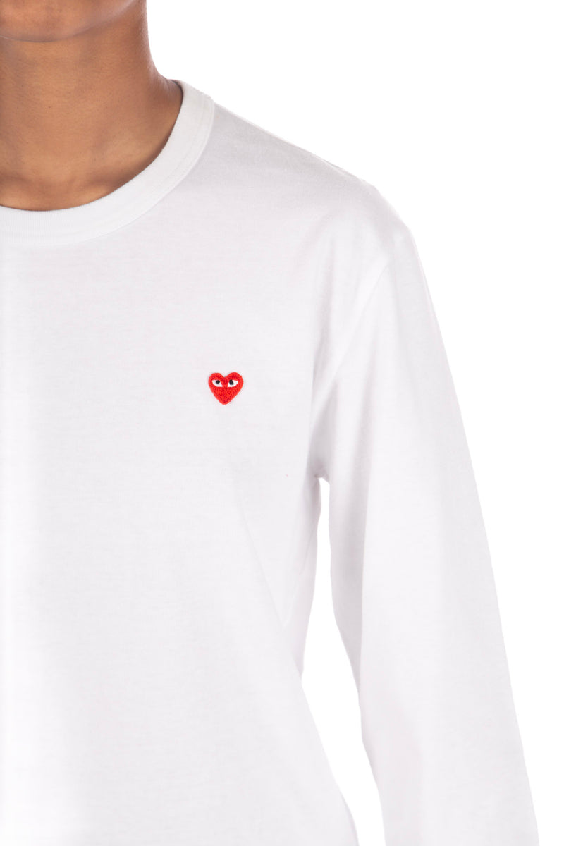 White / Red Little Heart Longsleeve
