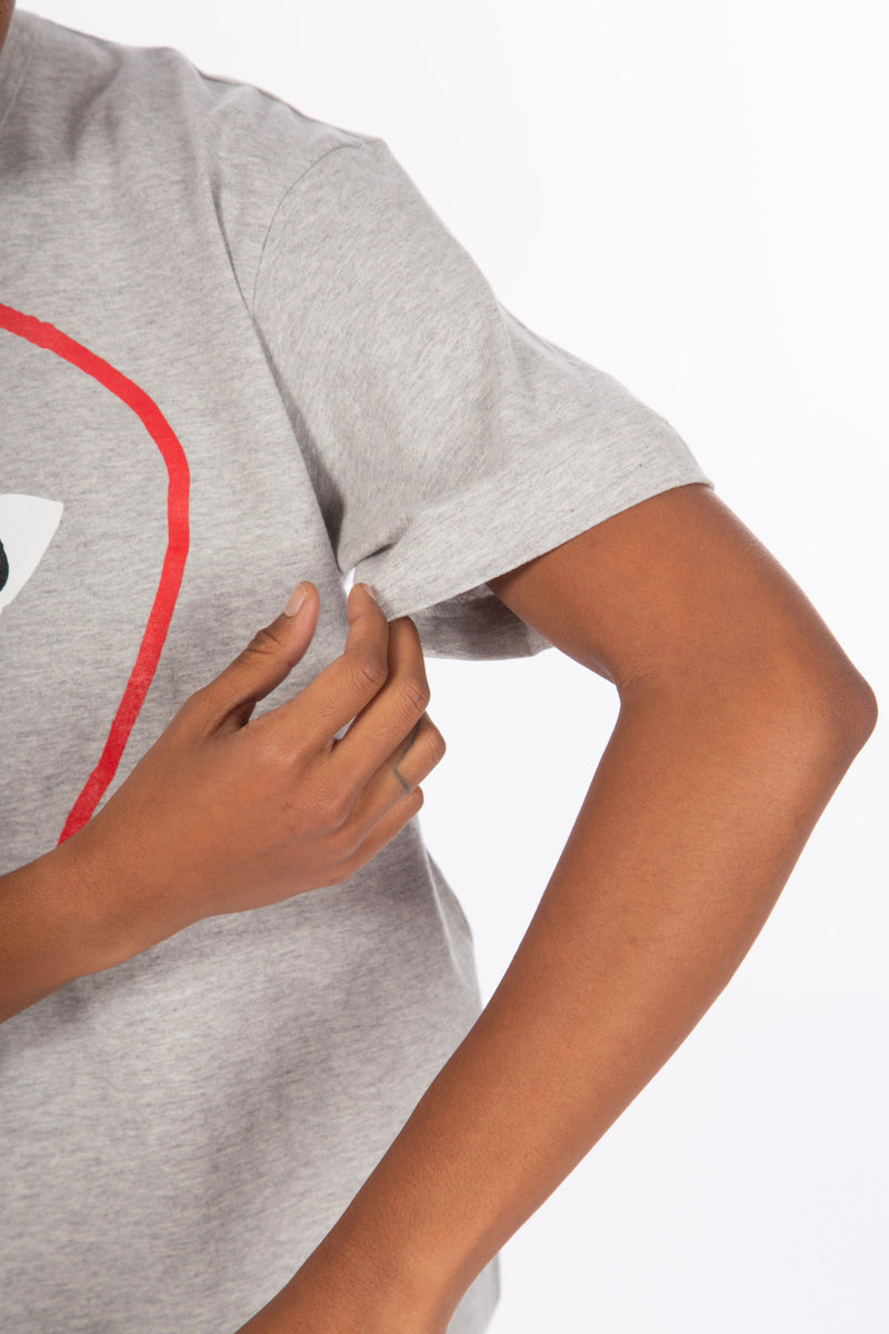 Grey Red Outline Print S/S Tee