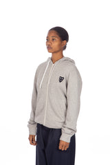 Grey / Black Stacked Heart Zip Hoodie