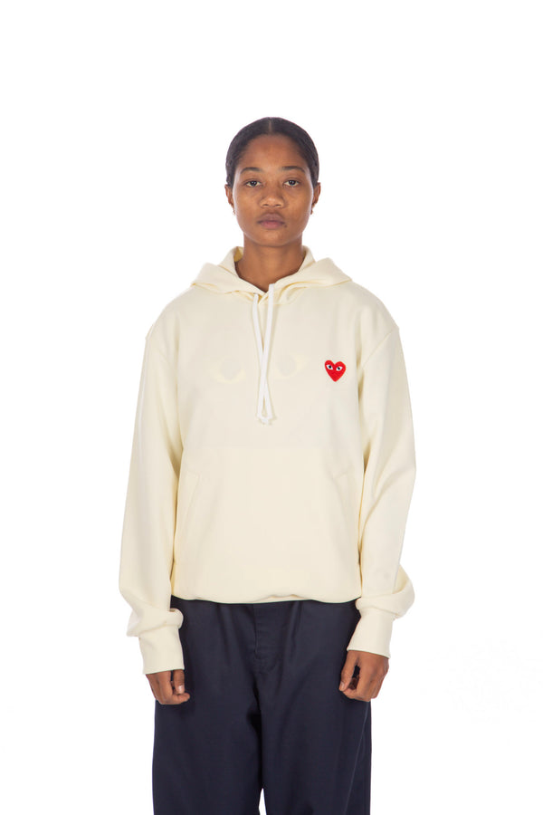 Pullover Heart Embroidered Hoodie Ivory