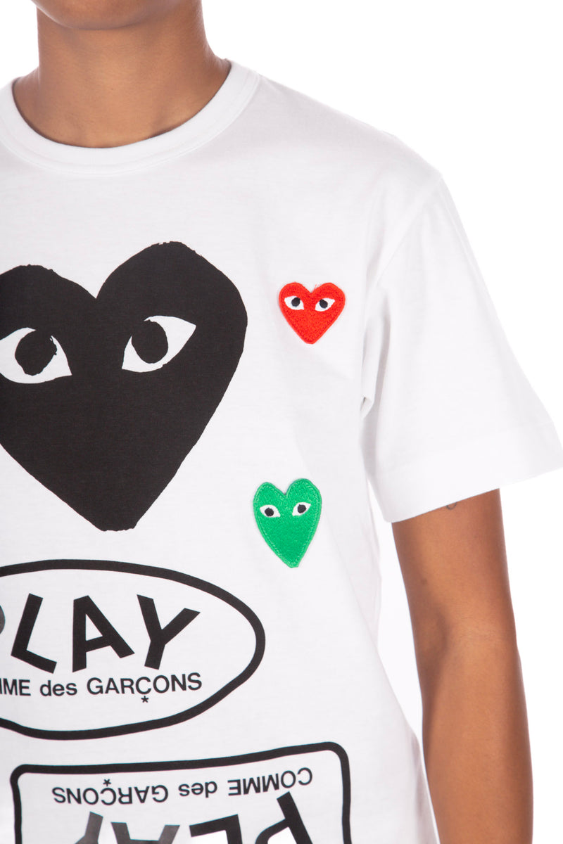 Multi Heart Print Tee White