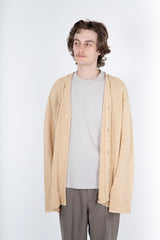 Knit Cardigan Beige Faux Cord