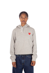 Grey Pullover Heart Embroidered Hoodie