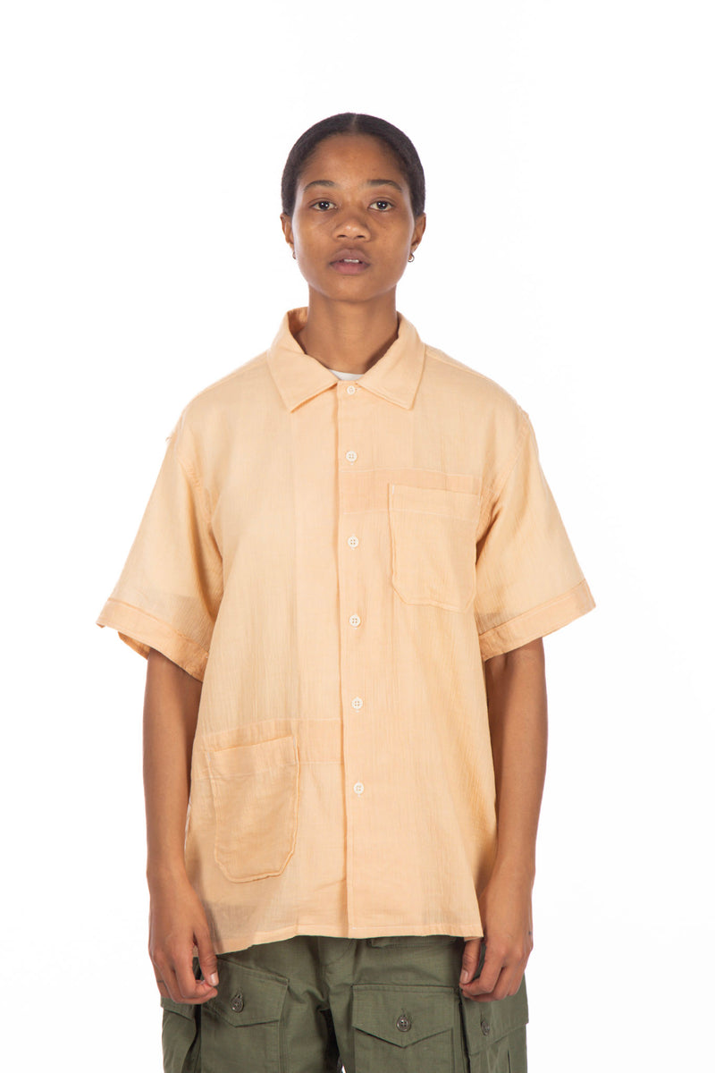 Cotton Crepe Camp Shirt Coral