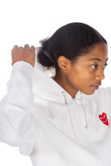 Stacked Heart Hooded Sweatshirt White/ Red