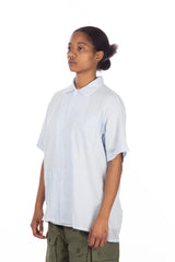 Cotton Crepe Camp Shirt Lt Blue