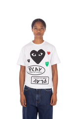 Multi Heart Print Tee White/Black