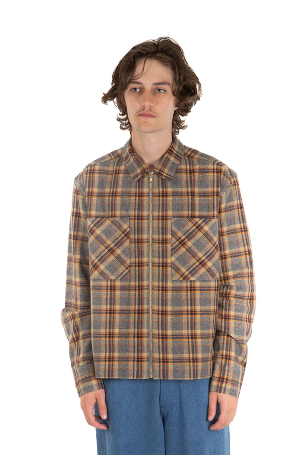 Primo Zip Up Flannel Auburn Graphite Plaid